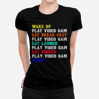 My Perfect Day Video Games Funny Gamer Gag Novelty Gifts Women T-shirt | Crazezy