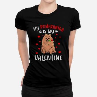 My Pomeranian Is My Valentine Raining Hearts Women T-shirt - Monsterry DE