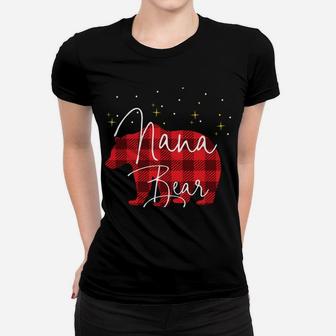 Nana Bear Christmas Pajama Red Plaid Buffalo Matching Women T-shirt | Crazezy DE