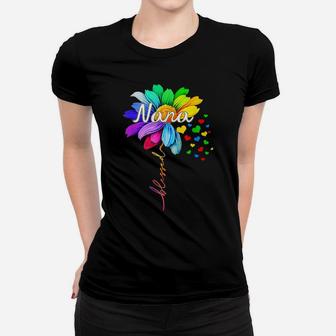 Nana Blessed Grandma Flower Daisy Tie Dye Colorful Rainbow Women T-shirt | Crazezy DE