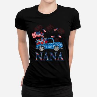 Nana Flower Truck American Flag 4Th July Independence Day Women T-shirt | Crazezy