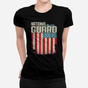 National Guard Us American Flag Distressed Veteran Women T-shirt | Crazezy
