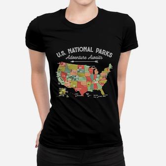 National Parks Map Camping Women T-shirt | Crazezy