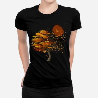 Nature Wildlife Full Moon Tree Flock Of Birds Outdoor Forest Women T-shirt | Crazezy DE