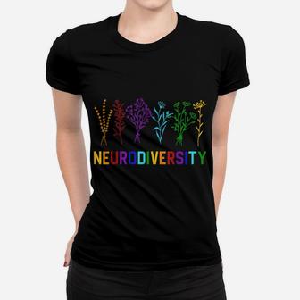 Neurodiversity Autism Awareness Adhd Rainbow Flower Autistic Women T-shirt | Crazezy