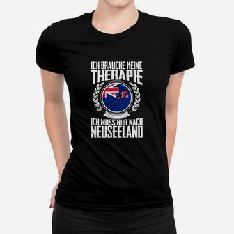 Neuseeland Therapie Schwarzes Frauen Tshirt, Slogan & Flaggenmotiv - Seseable