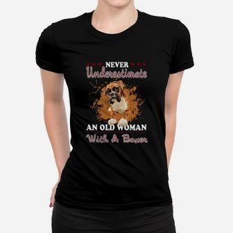 Never Underestimate An Old Woman With A Boxer Women T-shirt - Monsterry