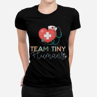 Nicu Nurse Icu Neonatal Team Tiny Humans Heart Retro Baby Women T-shirt | Crazezy