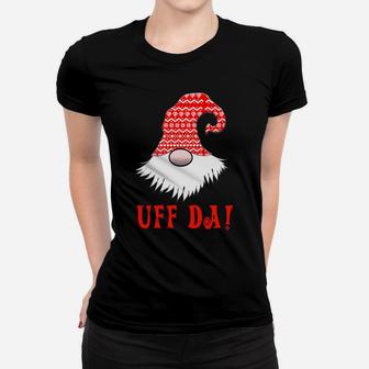 Nordic Gnome Uff Da Tomte God Jul Red Hat Hearts Women T-shirt | Crazezy