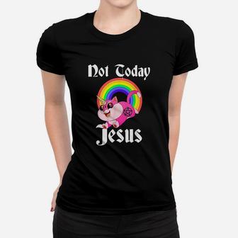 Not Today Jesus Cat Rainbow Women T-shirt | Crazezy