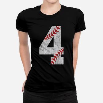 Number 4 Vintage 4Th Birthday Baseball Lover 4 Years Old Women T-shirt | Crazezy DE