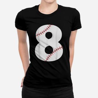 Number 8 Baseball Team Shirt - 8 Pitcher Batter Tee Women T-shirt | Crazezy UK