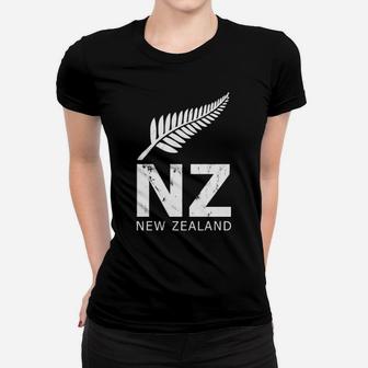 Nz Rugby Jersey New Zealand Fern Ab Fan White Distressed Women T-shirt - Monsterry UK