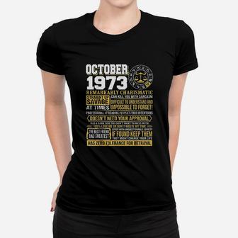 October Birthday Born October Libra 1973 Women T-shirt | Crazezy