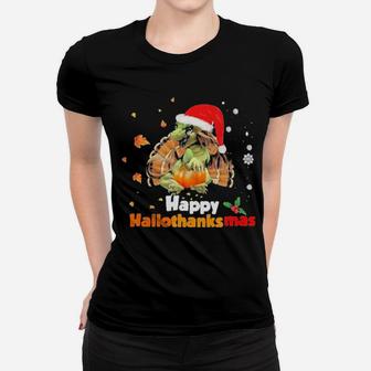 Official Dragon Santa Happy Hallothanksmas Women T-shirt - Monsterry