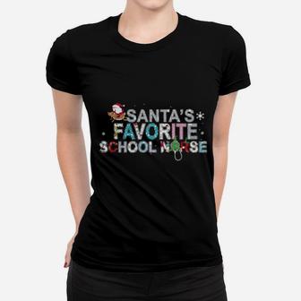 Official Santa's Favorite School Nurse Women T-shirt - Monsterry