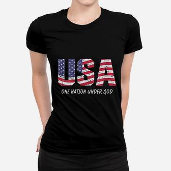 One Nation Under God American Flag Usa Women T-shirt | Crazezy