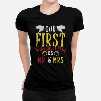 Our First Valentines Day Married Couple Mr And Mrs Women T-shirt - Monsterry DE