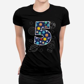 Outer Space 5 Year Old 5Th Birthday Party Boys Girls Space Women T-shirt | Crazezy DE