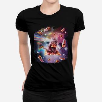 Outer Space Pizza Cat - Rainbow Laser, Taco, Burrito Women T-shirt | Crazezy
