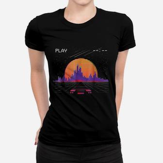 Outrun Synthwave Sunset Fast Car Aesthetic Women T-shirt | Crazezy