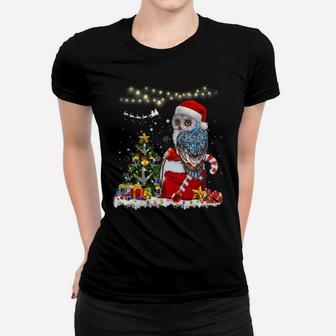 Owl Christmas Xmas Light Tree Ornaments Santa Lover Gift Sweatshirt Women T-shirt | Crazezy UK
