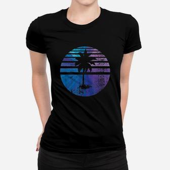 Palm Tree Sunset Silhouette Surfing Women T-shirt | Crazezy CA
