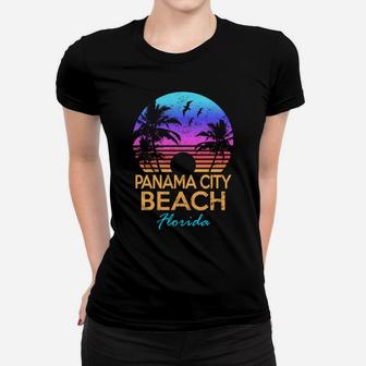 Panama City Beach Florida Retro Sunset Summer Vibe Aesthetic Women T-shirt | Crazezy