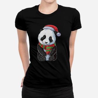 Panda Christmas Santa Hat Funny Xmas Gifts Boys Girls Bear Women T-shirt | Crazezy