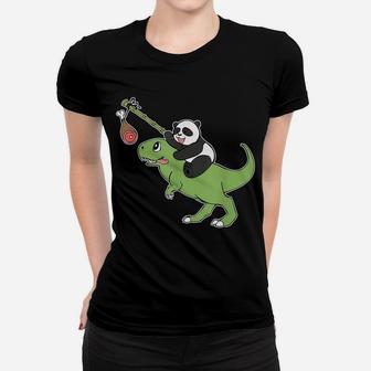 Panda Riding A T-Rex Funny Dinosaur Panda Shirt Women T-shirt | Crazezy