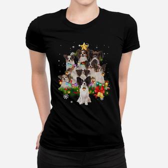 Papillon Christmas Tree Lights Funny Dog Xmas Gift Sweatshirt Women T-shirt | Crazezy