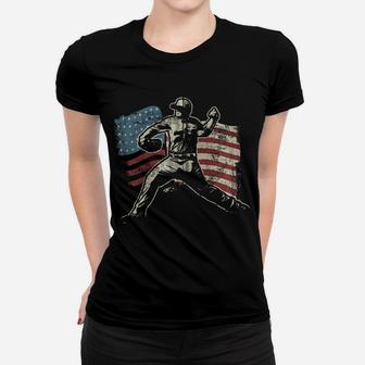 Patriotic American Flag Baseball Design, Baseball Design Zip Hoodie Women T-shirt | Crazezy