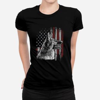 Patriotic German Shepherd American Flag Dog Gift Men Women Women T-shirt | Crazezy AU