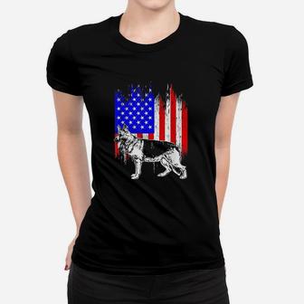 Patriotic German Shepherd American Flag Dog Lover Gift Women T-shirt | Crazezy DE