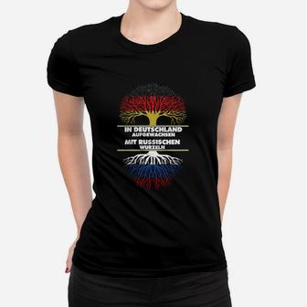 Patriotisches Deutschland-Russland Lippen Frauen Tshirt, Zweisprachiges Design - Seseable