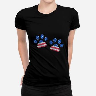 Paw Print Usa Flag I Love Dogs Patriotic 4Th Of July Women T-shirt | Crazezy UK
