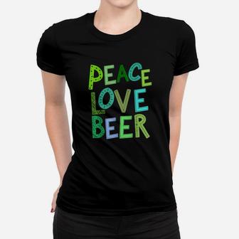 Peace Love Beer St Patricks Day Irish Drinking Women T-shirt - Monsterry UK