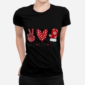 Peace Love Joy Merry Christmas Cute Snow Glove Women T-shirt | Crazezy