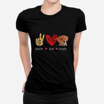 Peace Love Puggle Dog Women T-shirt | Crazezy CA