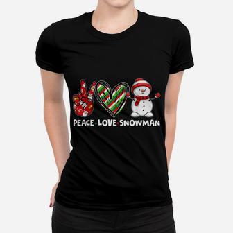 Peace Love Santa Snowman Family Matching Christmas Pajamas Women T-shirt | Crazezy