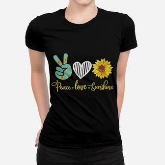 Peace Love Sunshine Summer Flower Heart Graphic Women T-shirt | Crazezy