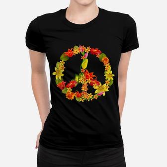 Peace Sign Flowers | Cool Ladies Flower Signage T-Shirt Gift Women T-shirt | Crazezy
