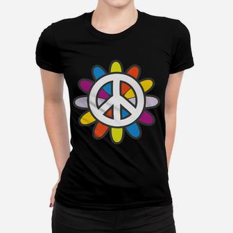 Peace Sign Love Flower 60S 70S Tie Dye Hippie Costume Gift Women T-shirt | Crazezy