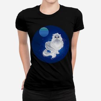 Persian Cat At Night With Vintage Moon And Stars Women T-shirt - Monsterry DE