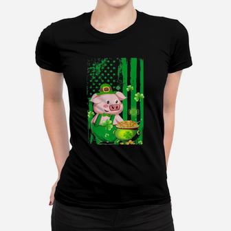 Pig Shamrock St Patricks Day Flag Pig Irish Women T-shirt - Monsterry