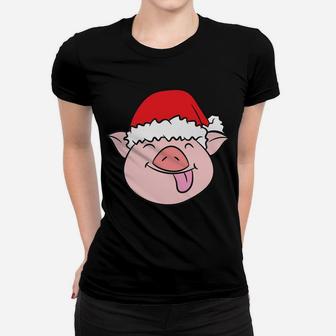 Pig With Santa Hat Funny Pig Lover Christmas Pig Women T-shirt | Crazezy DE