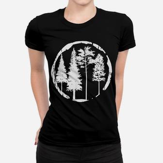 Pine Tree Forest Silhouette Vintage Women T-shirt | Crazezy UK