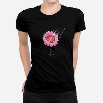 Pink Ribbon Daisy Faith Awareness Month Gift Women T-shirt | Crazezy