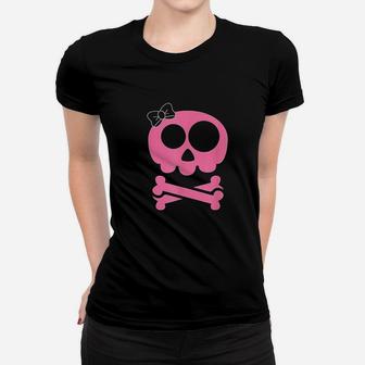 Pink Skull And Crossbones Girl Pirate Women T-shirt - Thegiftio