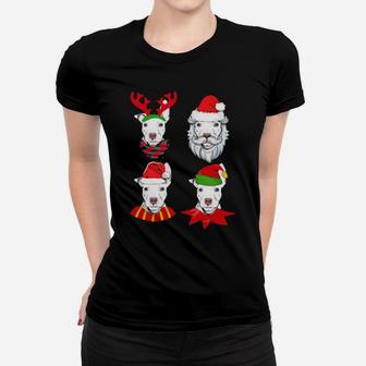 Pit Bull Cute Reindeer Santa Elf Women T-shirt - Monsterry